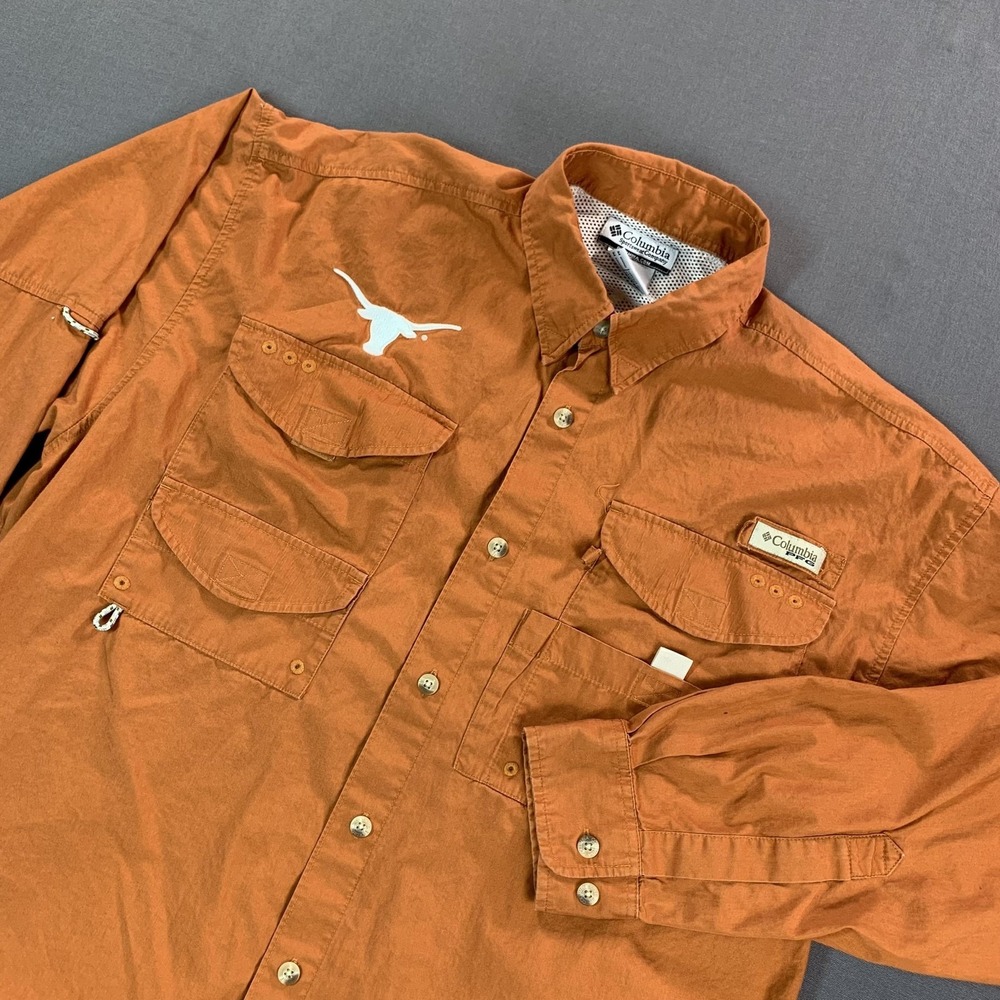 Texas Longhorns Shirt Mens Medium Orange‎ NCAA Football Columbia PFG Fishing